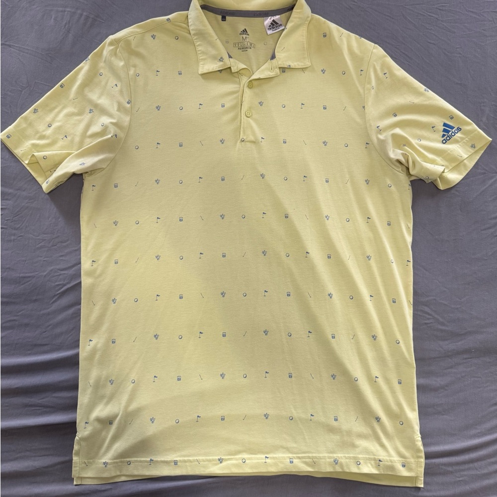 Adidas Golf Light Yellow Polo Shirt with Subtle Pattern